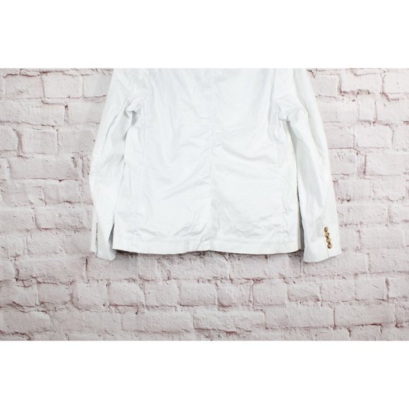 LL Bean White Cotton Two Buttons Casual Dress Classic Blazer Size  S - Picture 4 of 9